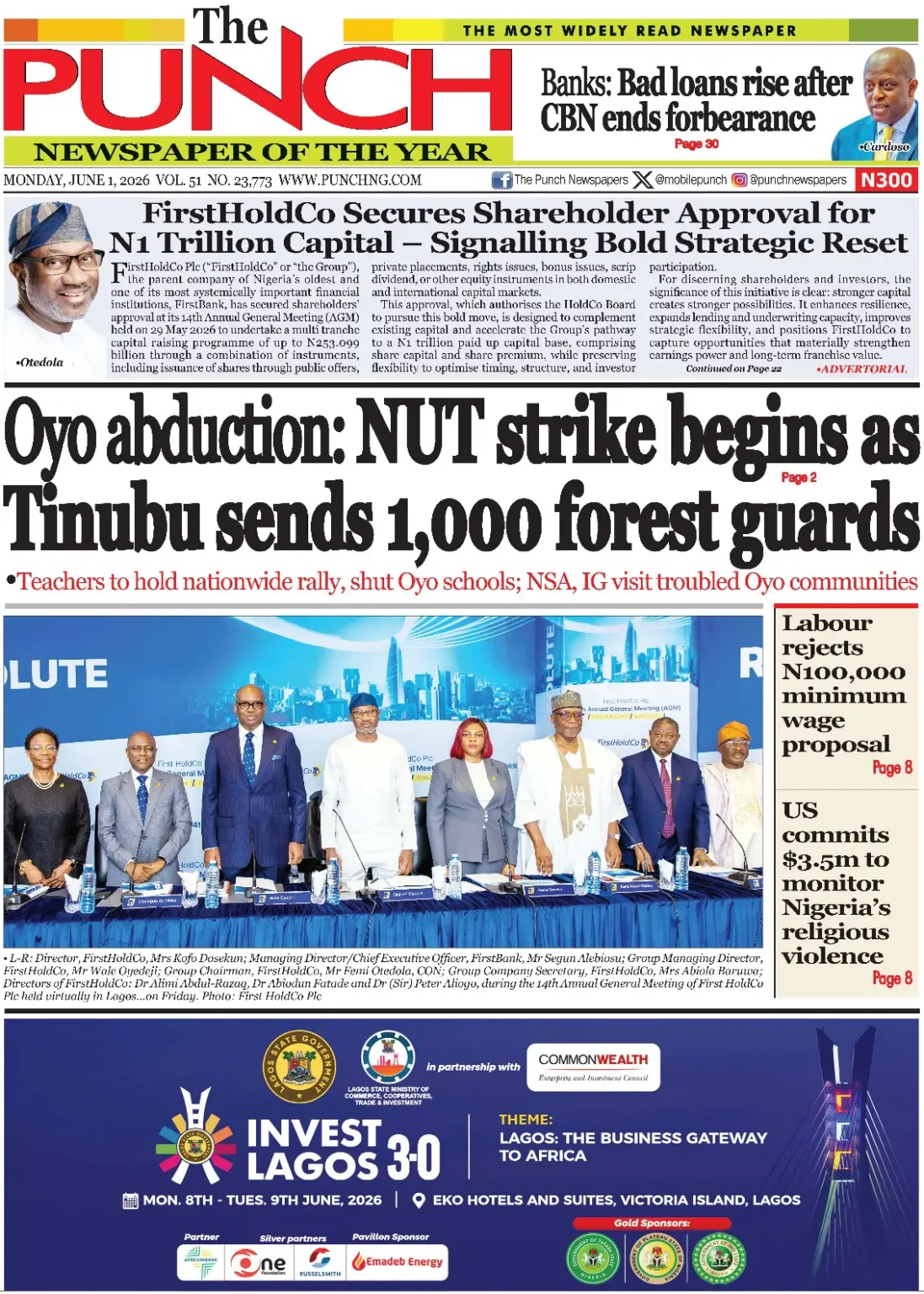 NIGERIA FRONT PAGE